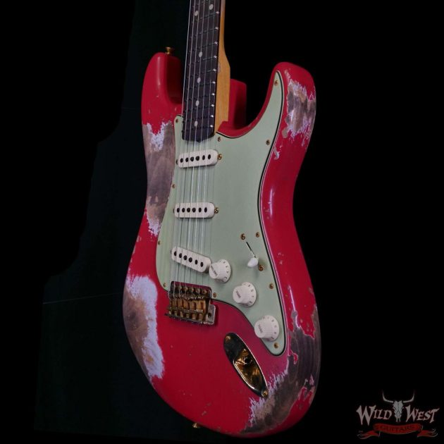 Fender Custom Shop Wild West Guitars 25th Anniversary 1960 Stratocaster Madagascar Rosewood Fretboard Heavy Relic Fiesta Red 7.65 LBS - Image 4