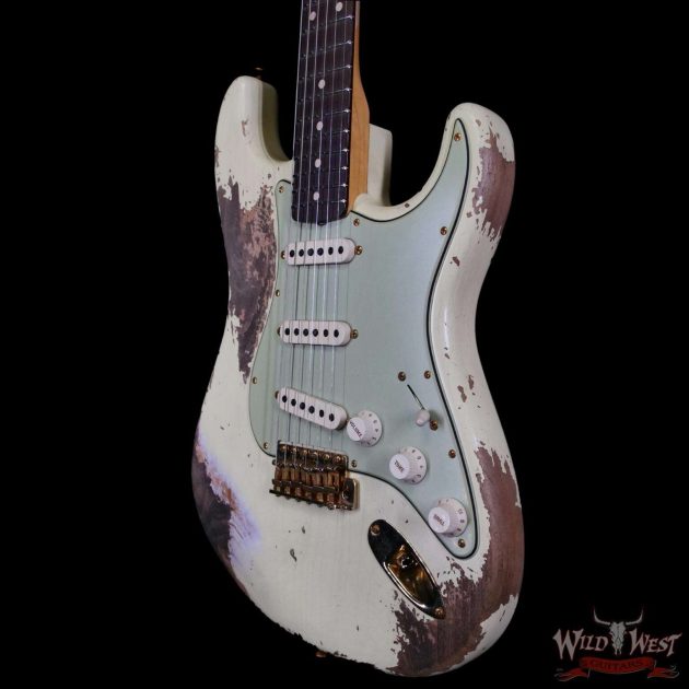 Fender Custom Shop Wild West Guitars 25th Anniversary 1960 Stratocaster Madagascar Rosewood Fretboard Heavy Relic Vintage White 7.10 LBS - Image 2