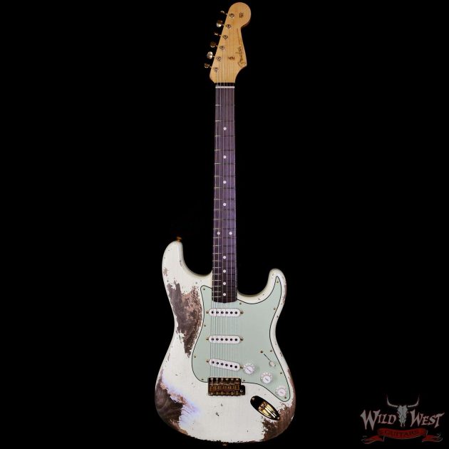 Fender Custom Shop Wild West Guitars 25th Anniversary 1960 Stratocaster Madagascar Rosewood Fretboard Heavy Relic Vintage White 7.10 LBS - Image 3