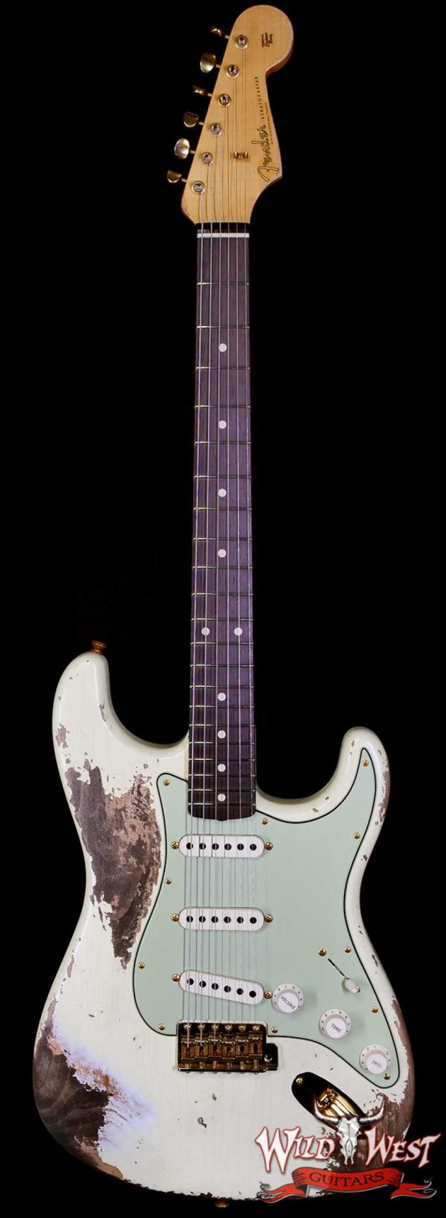 Fender Custom Shop Wild West Guitars 25th Anniversary 1960 Stratocaster Madagascar Rosewood Fretboard Heavy Relic Vintage White 7.10 LBS