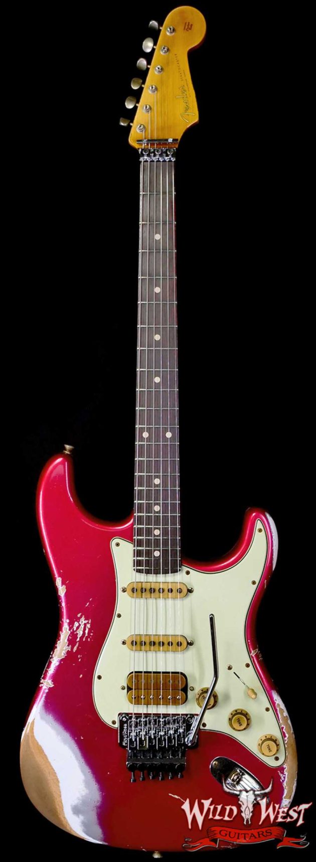 Fender Custom Shop Wild West Pink Lightning Stratocaster HSS Floyd Rose Rosewood Board 22 Frets Heavy Relic Lipstick Pink Metallic 8.20 LBS