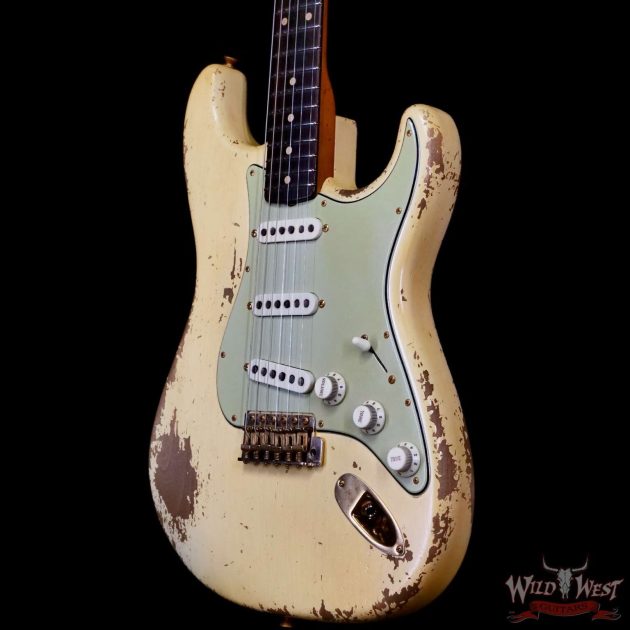 Fender Custom Shop Wild West Guitars 25th Anniversary 1960 Stratocaster Hardtail Madagascar Rosewood Fretboard Heavy Relic Vinatge White 6.95 LBS - Image 3