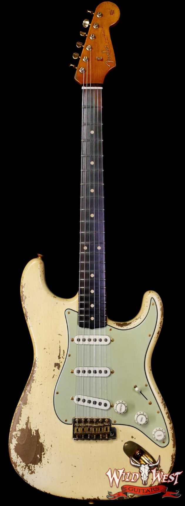 Fender Custom Shop Wild West Guitars 25th Anniversary 1960 Stratocaster Hardtail Madagascar Rosewood Fretboard Heavy Relic Vinatge White 6.95 LBS