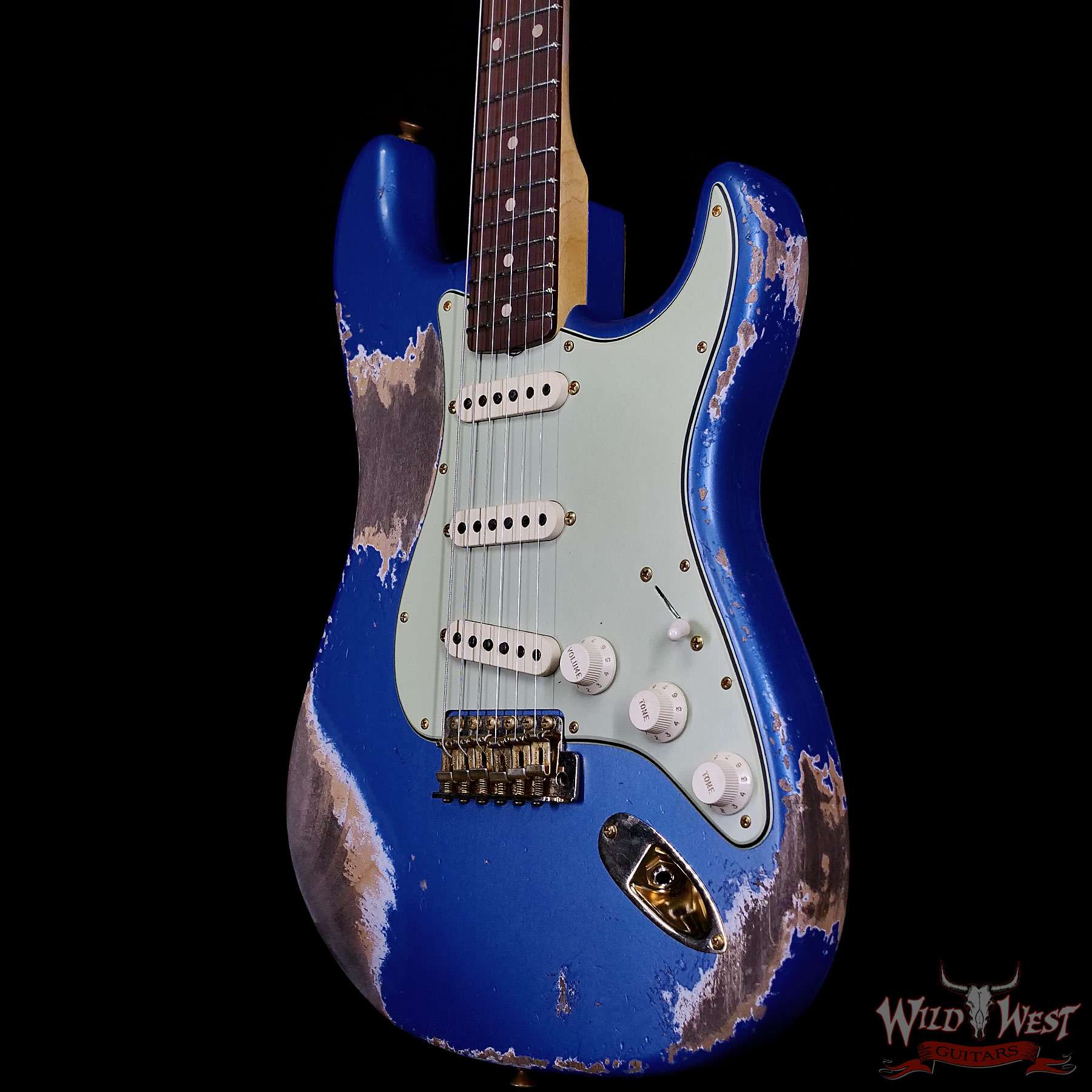 Fender Custom Shop Wild West Guitars 25th Anniversary 1960 Stratocaster Madagascar Rosewood Fretboard Heavy Relic Lake Placid Blue 7.35 LBS - Image 3