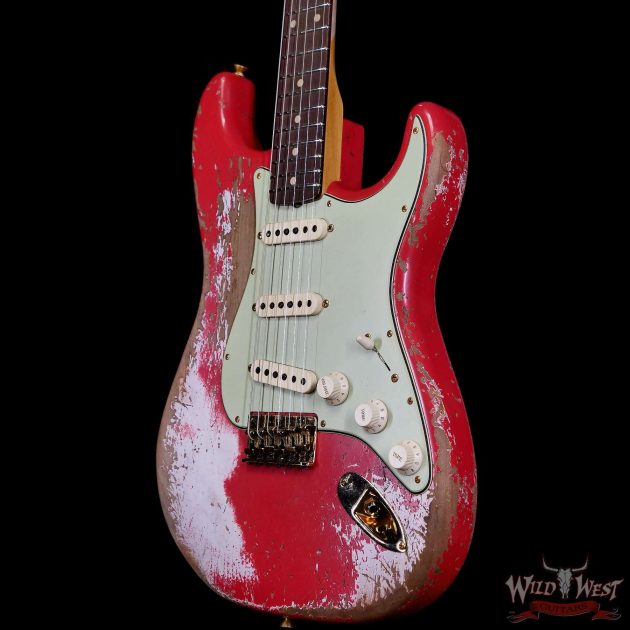 Fender Custom Shop Wild West Guitars 25th Anniversary 1960 Stratocaster Hardtail Madagascar Rosewood Fretboard Heavy Relic Fiesta Red 7.05 LBS - Image 3