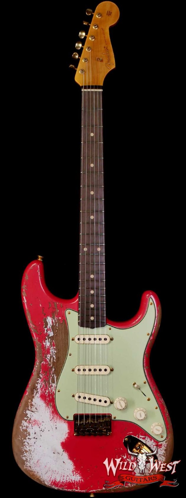 Fender Custom Shop Wild West Guitars 25th Anniversary 1960 Stratocaster Hardtail Madagascar Rosewood Fretboard Heavy Relic Fiesta Red 7.05 LBS