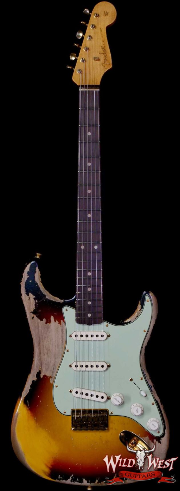 Fender Custom Shop Wild West Guitars 25th Anniversary 1960 Stratocaster Hardtail Madagascar Rosewood Fingerboard Heavy Relic 3 Tone Sunburst 7.10 LBS