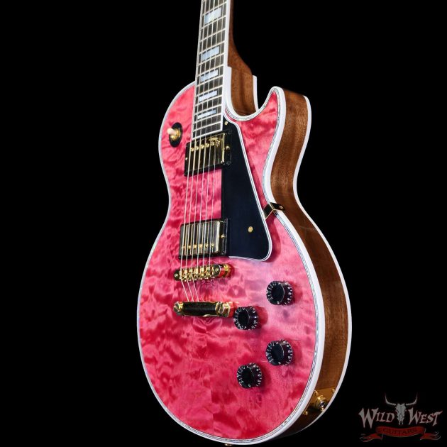 Gibson Custom Shop M2M Les Paul Custom Trans Pink 5A Quilt Maple Top 1-Piece Mahogany Body 9.65 LBS - wildwest-guitar.com - Image 2