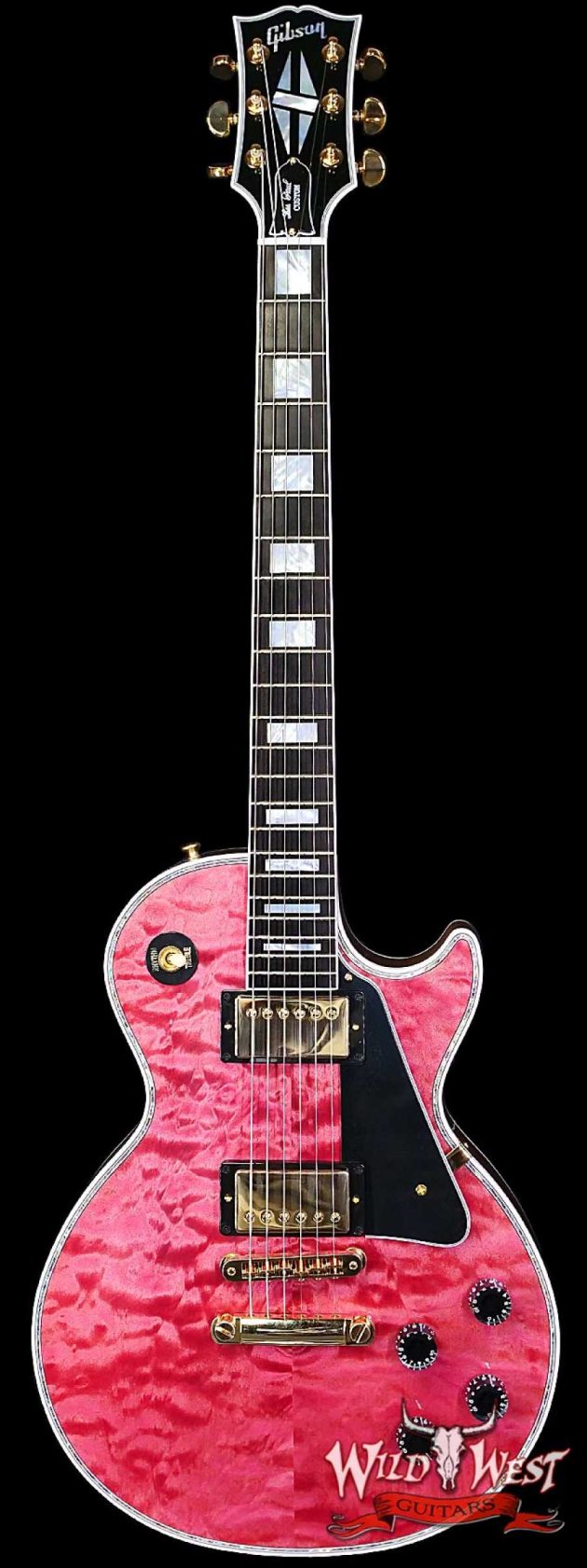 Gibson Custom Shop M2M Les Paul Custom Trans Pink 5A Quilt Maple Top 1-Piece Mahogany Body 9.65 LBS - wildwest-guitar.com