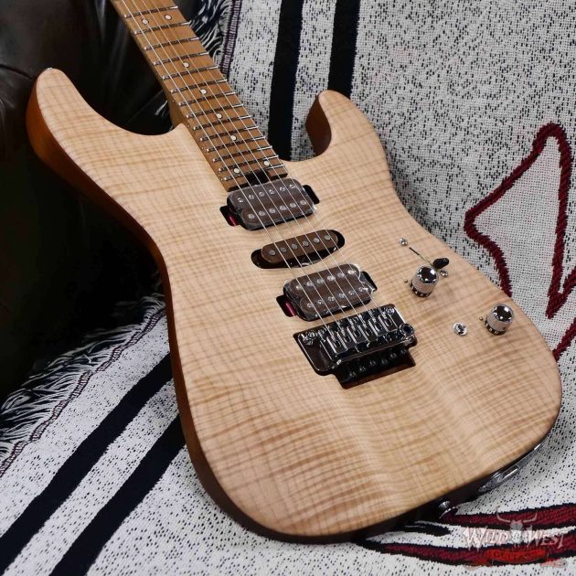 Charvel Custom Shop Guthrie Govan USA Signature HSH Flame Maple Top Caramelized Basswood Body Natural 7.65 LBS - Image 3