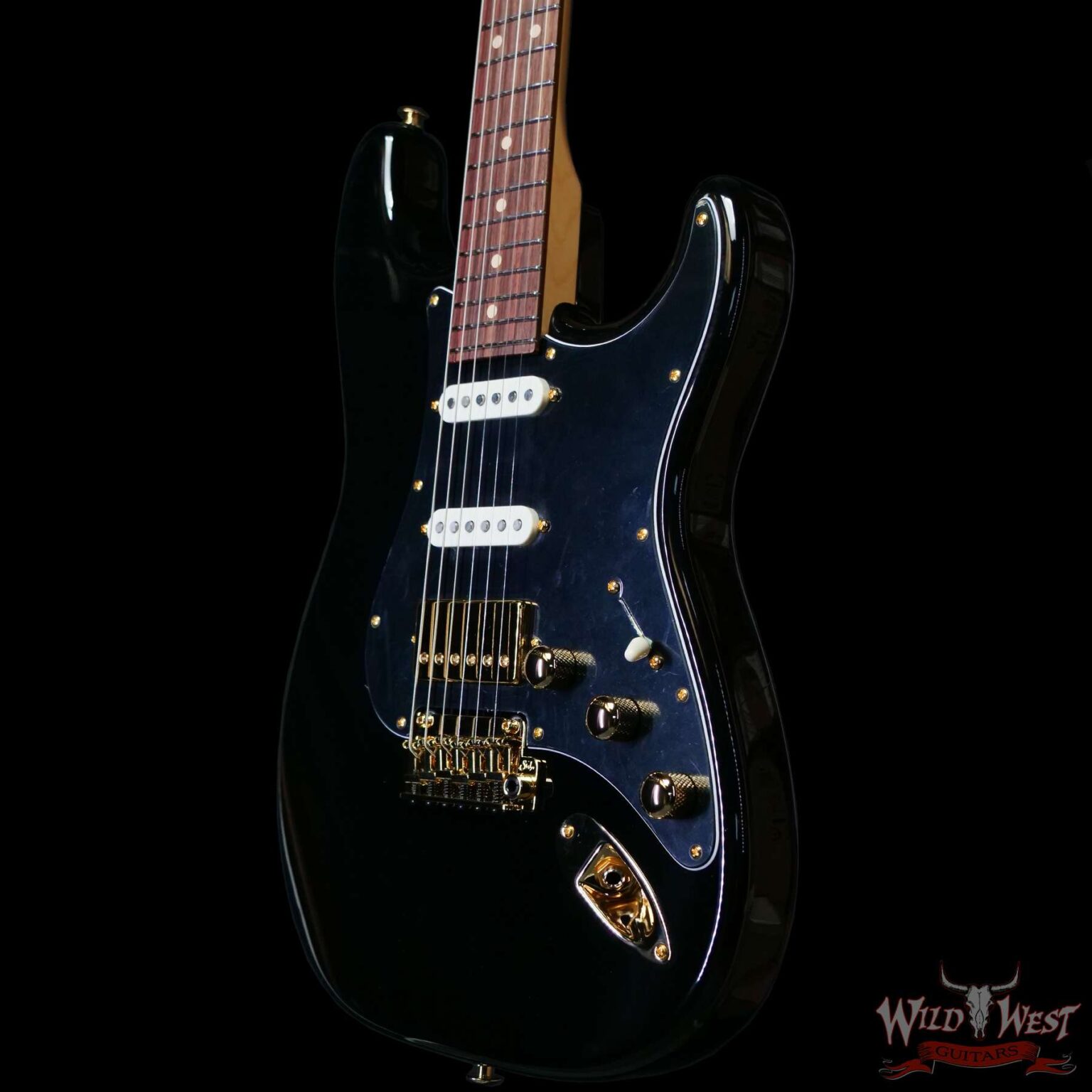 Suhr Custom Classic S HSS Rosewood Fingerboard Matching Color Headstock Gold Hardware Black 8.10 LBS - Image 2