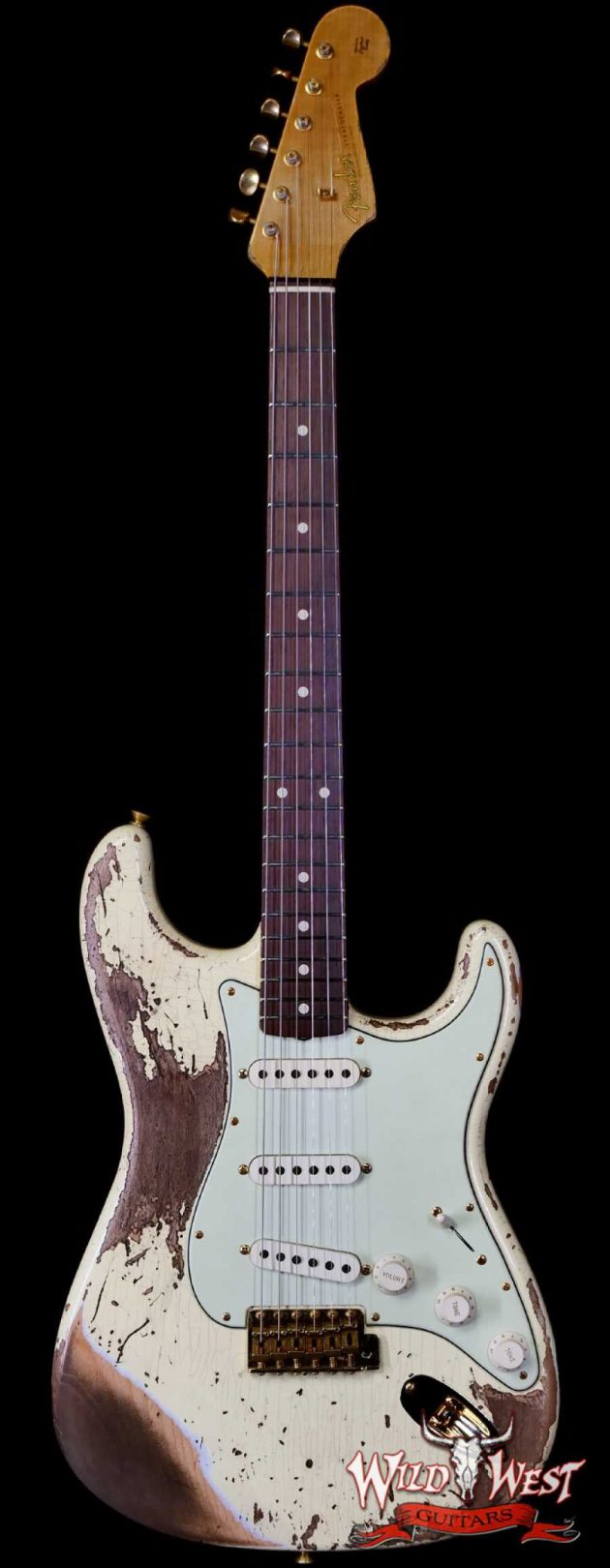 Fender Custom Shop Wild West Guitars 25th Anniversary 1960 Stratocaster Madagascar Rosewood Fretboard Heavy Relic Vintage White 7.75 LBS Fender Serial#: R134655