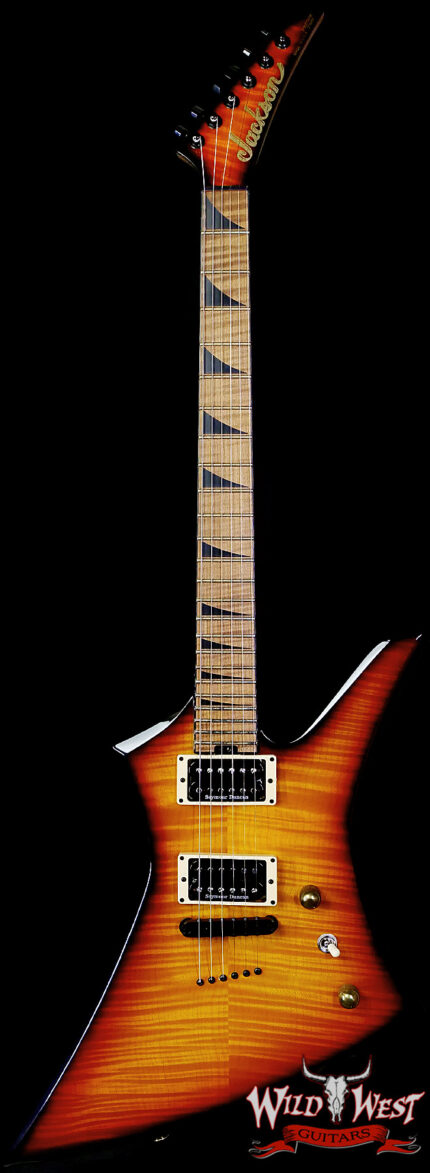 Jackson Custom Shop Kelly Flame Maple Top Ash Body Roasted Maple Neck and Fingerboard TOM Birdge 3-Tone Sunburst 8.20 lbs - Image 10